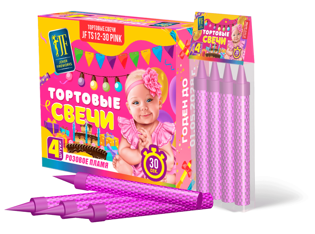 Тортовая свеча TS12-30 pink